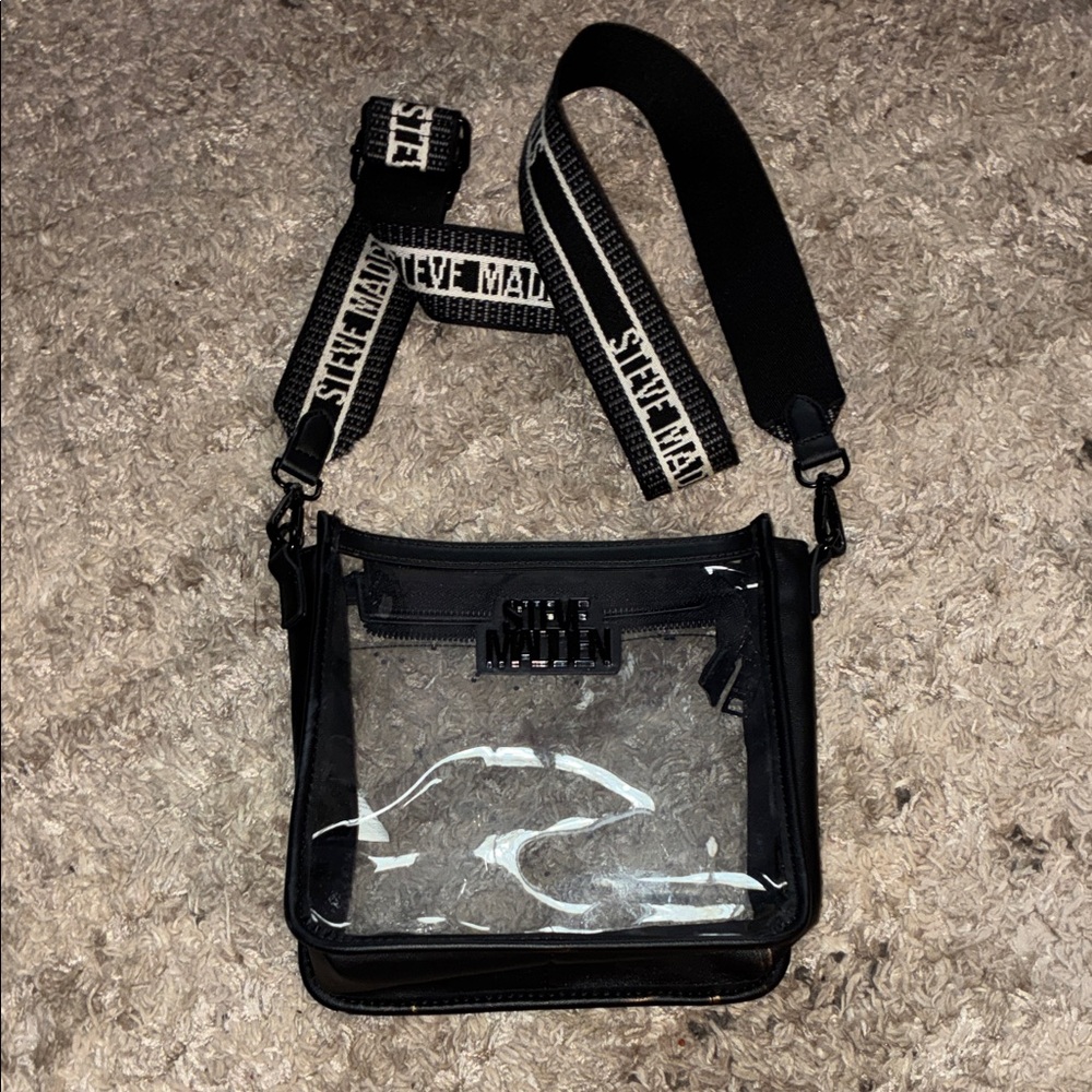 Steve Madden Black and Clear Messenger Bag